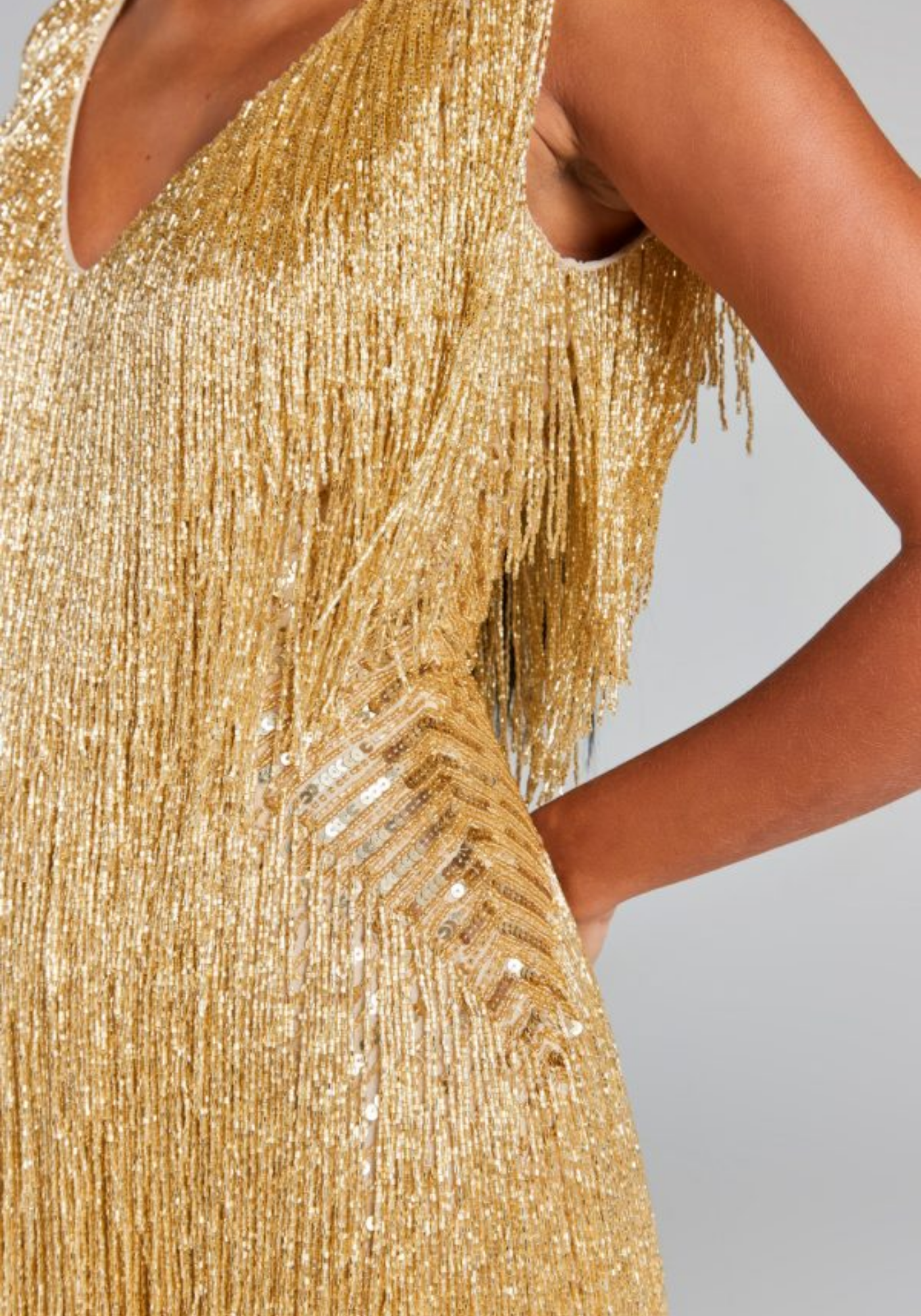 Frangelia – Fringe embellished design – V-neck mini dress