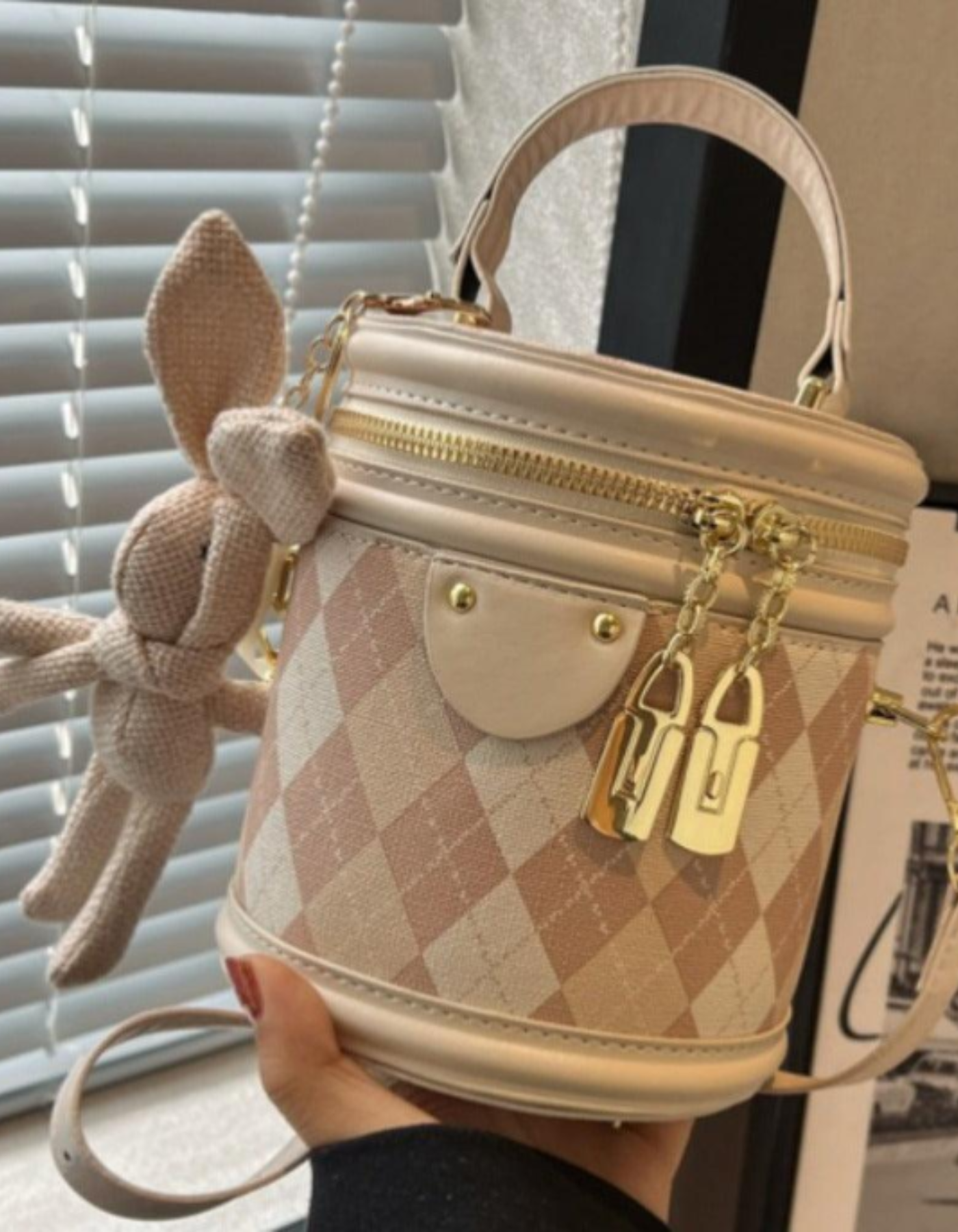 Minivière – Argyle bunny accent – Crossbody handbag