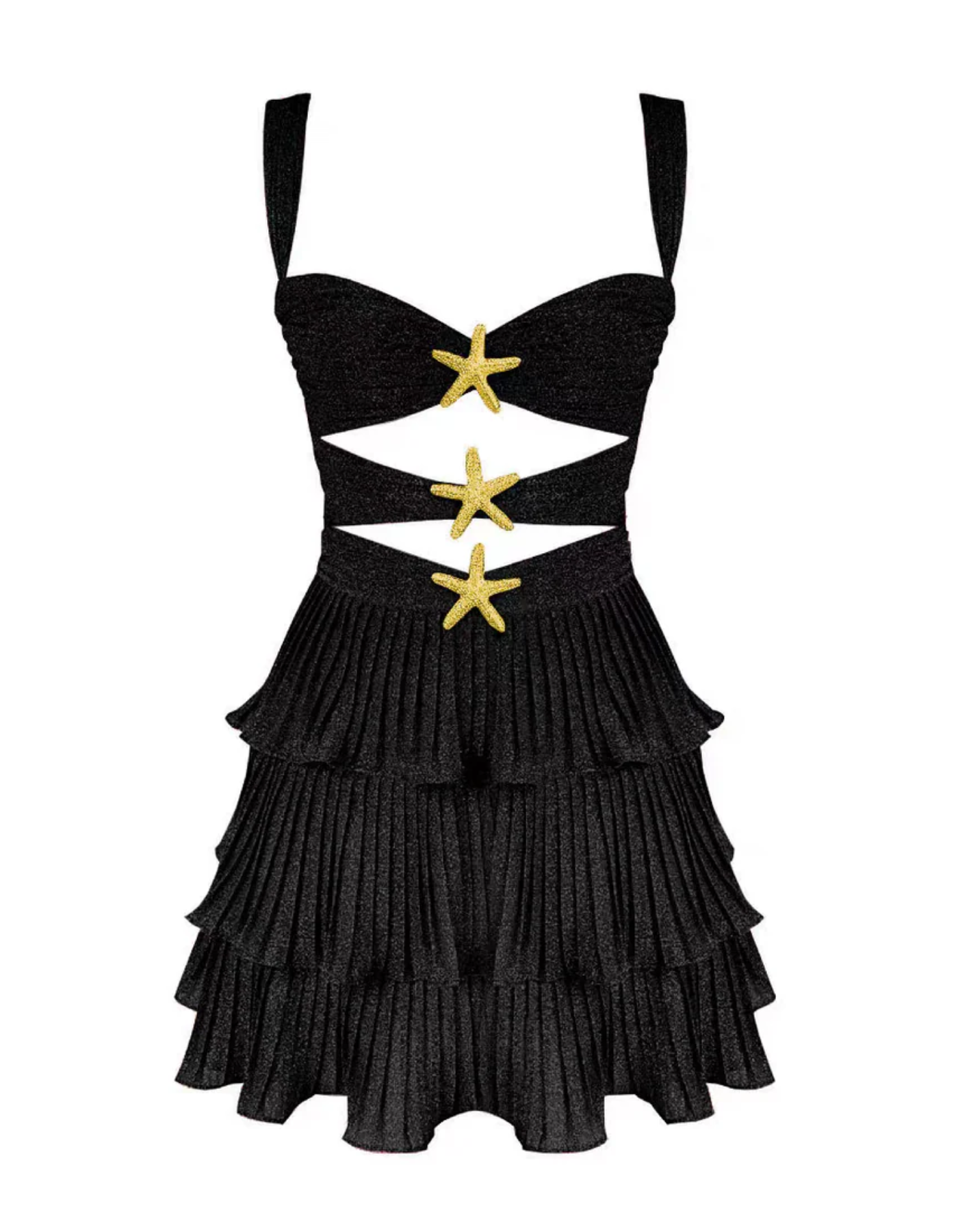 Sirénette – Starfish cut-out detail – Ruffle mini dress
