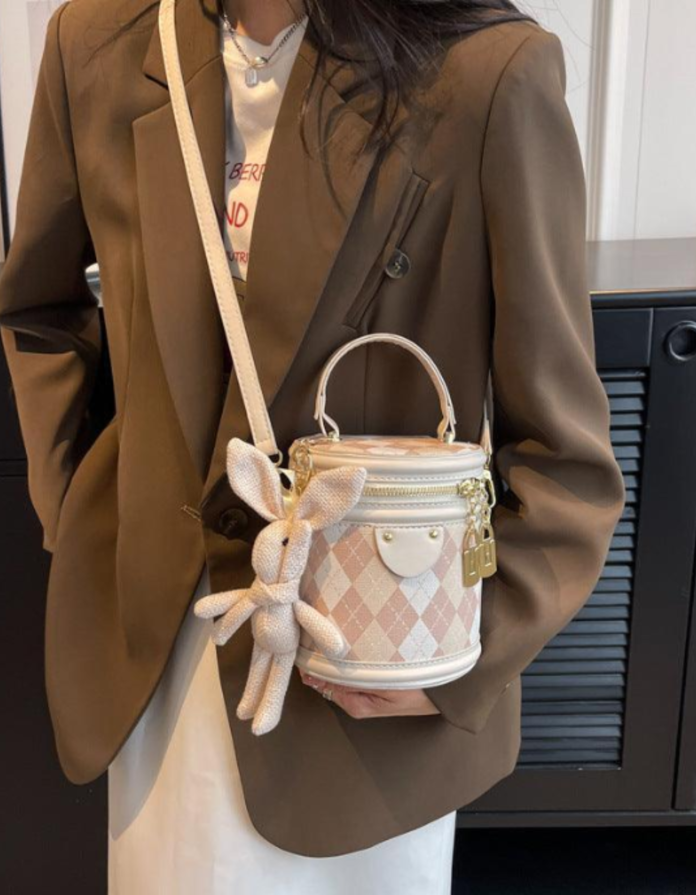 Minivière – Argyle bunny accent – Crossbody handbag