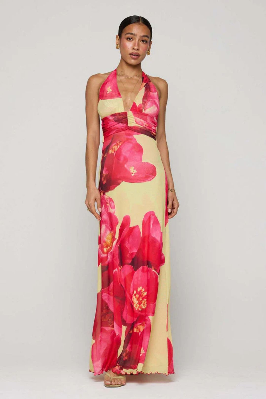 Calista – Abstract pattern – Halter neck maxi dress