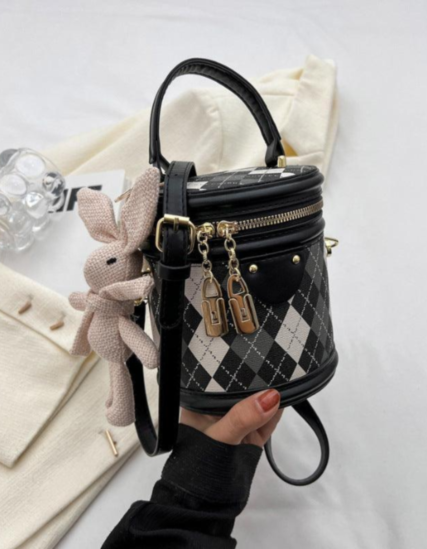 Minivière – Argyle bunny accent – Crossbody handbag