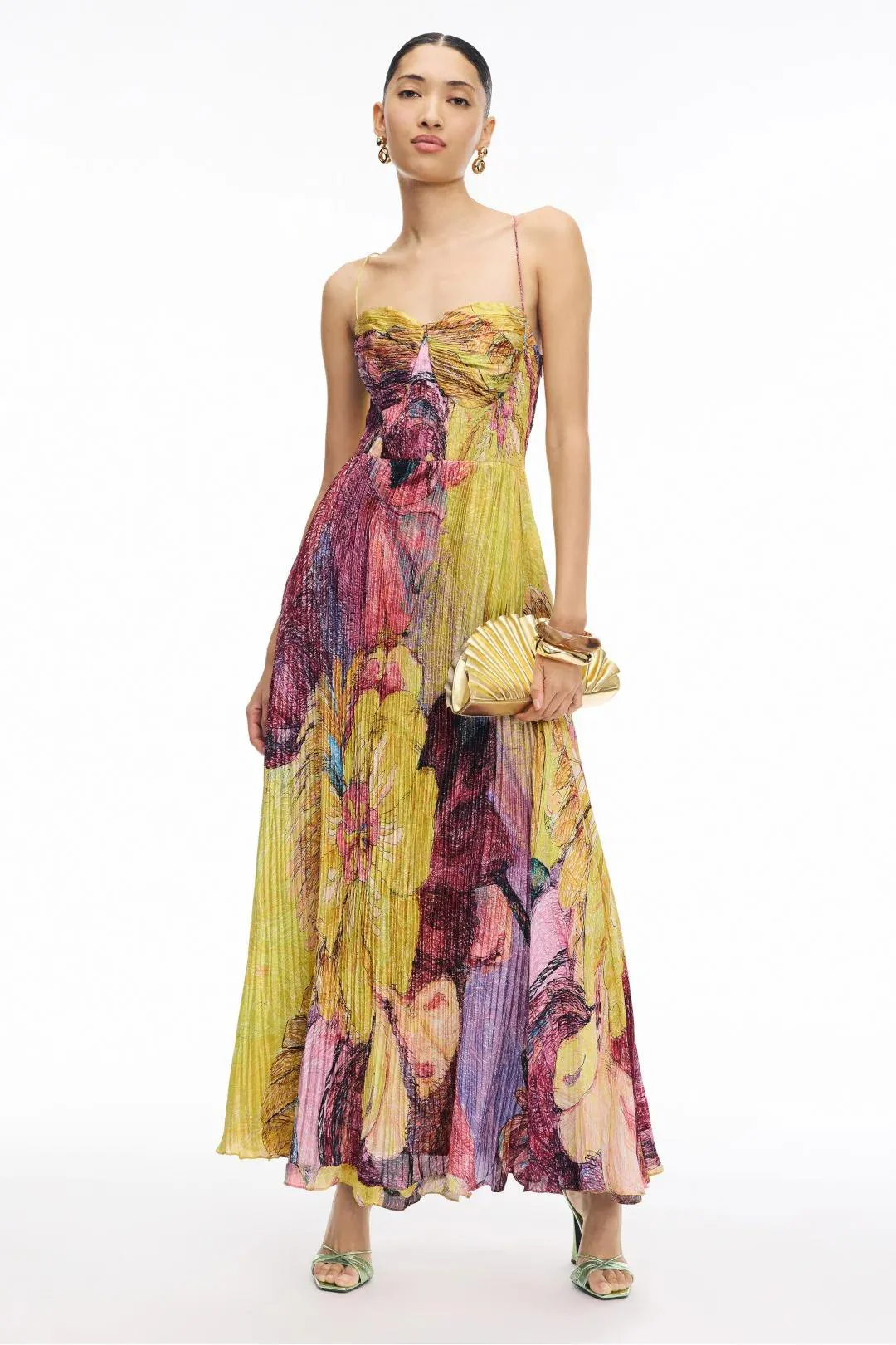 Alexine – Pleated texture – Floral maxi dress
