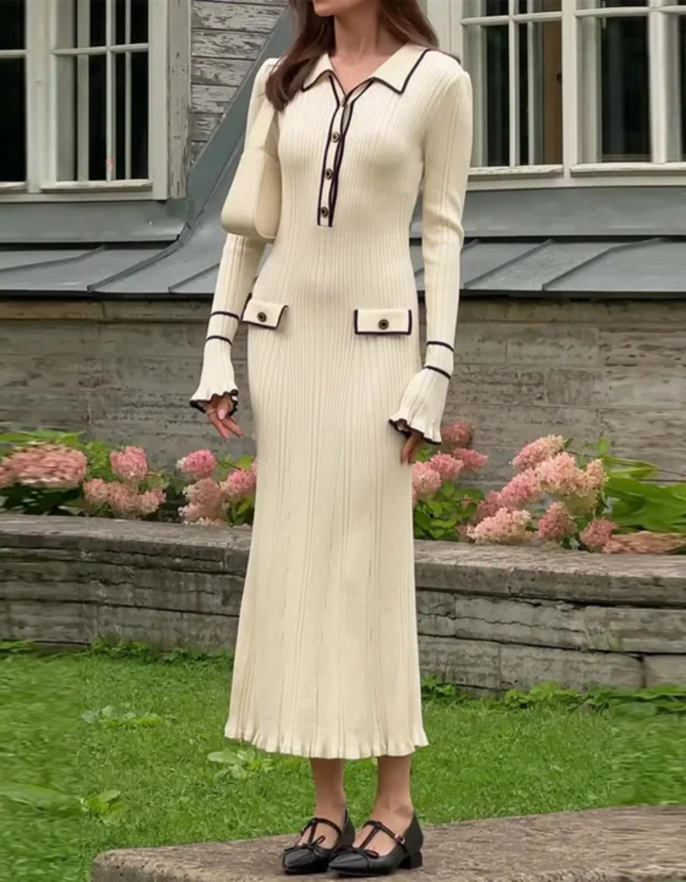 Liana – Robe en maille chic – Robe longue côtelée