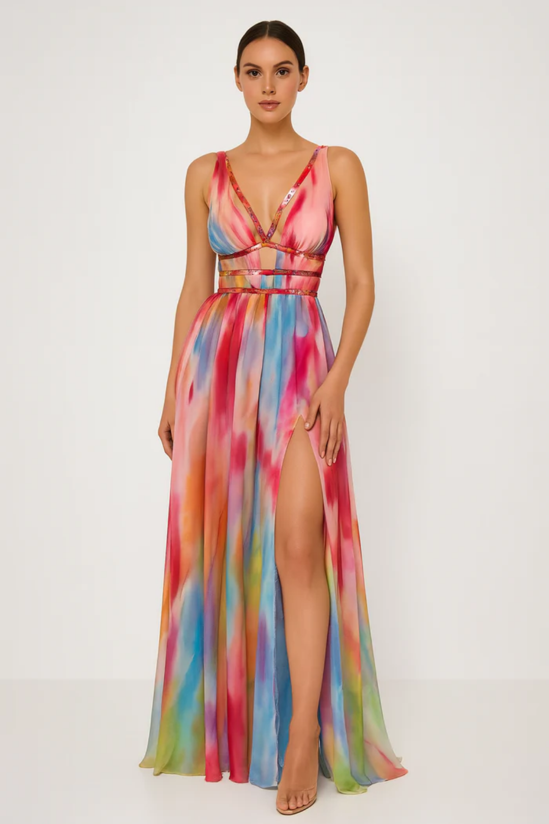 Lunavera – Watercolour print – Cut-out maxi dress