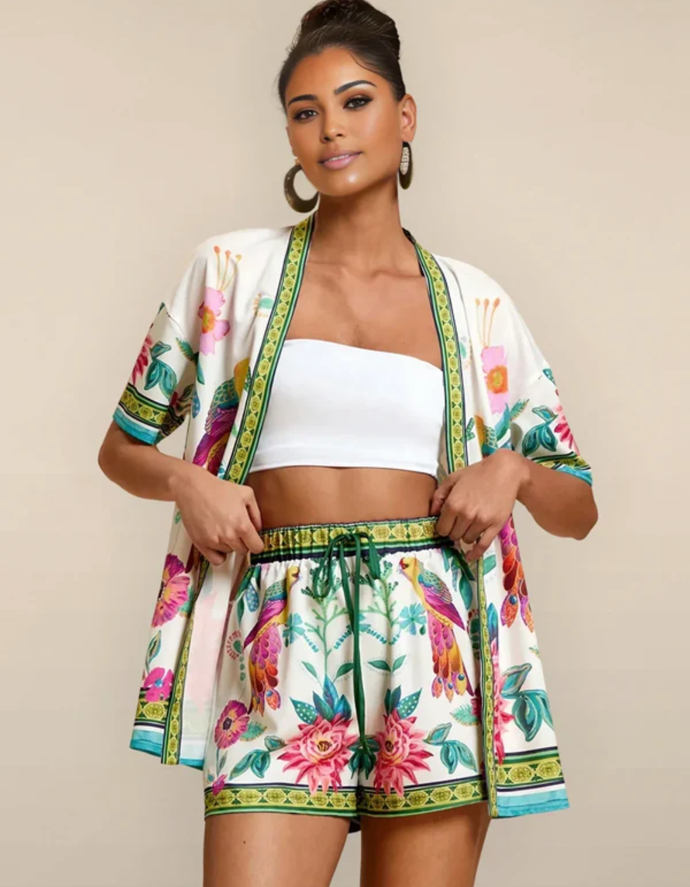 Nadia – Tropical print – Kimono set