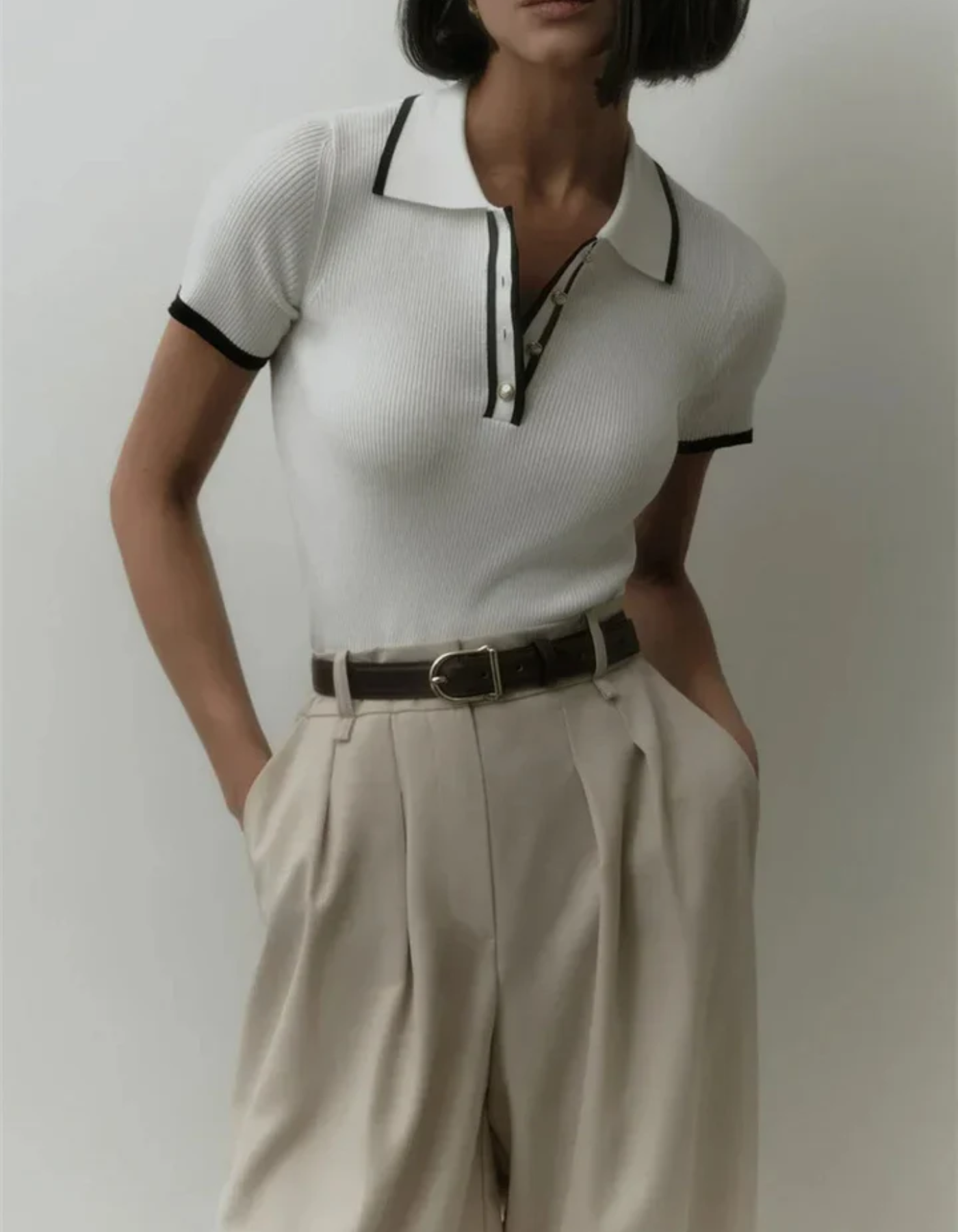 Cecilia – Timeless Polo – Ribbed Knit Top