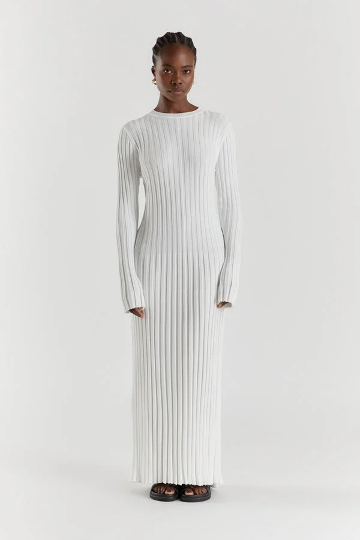 Elena – Robe côtelée confortable en tricot – Robe longue 