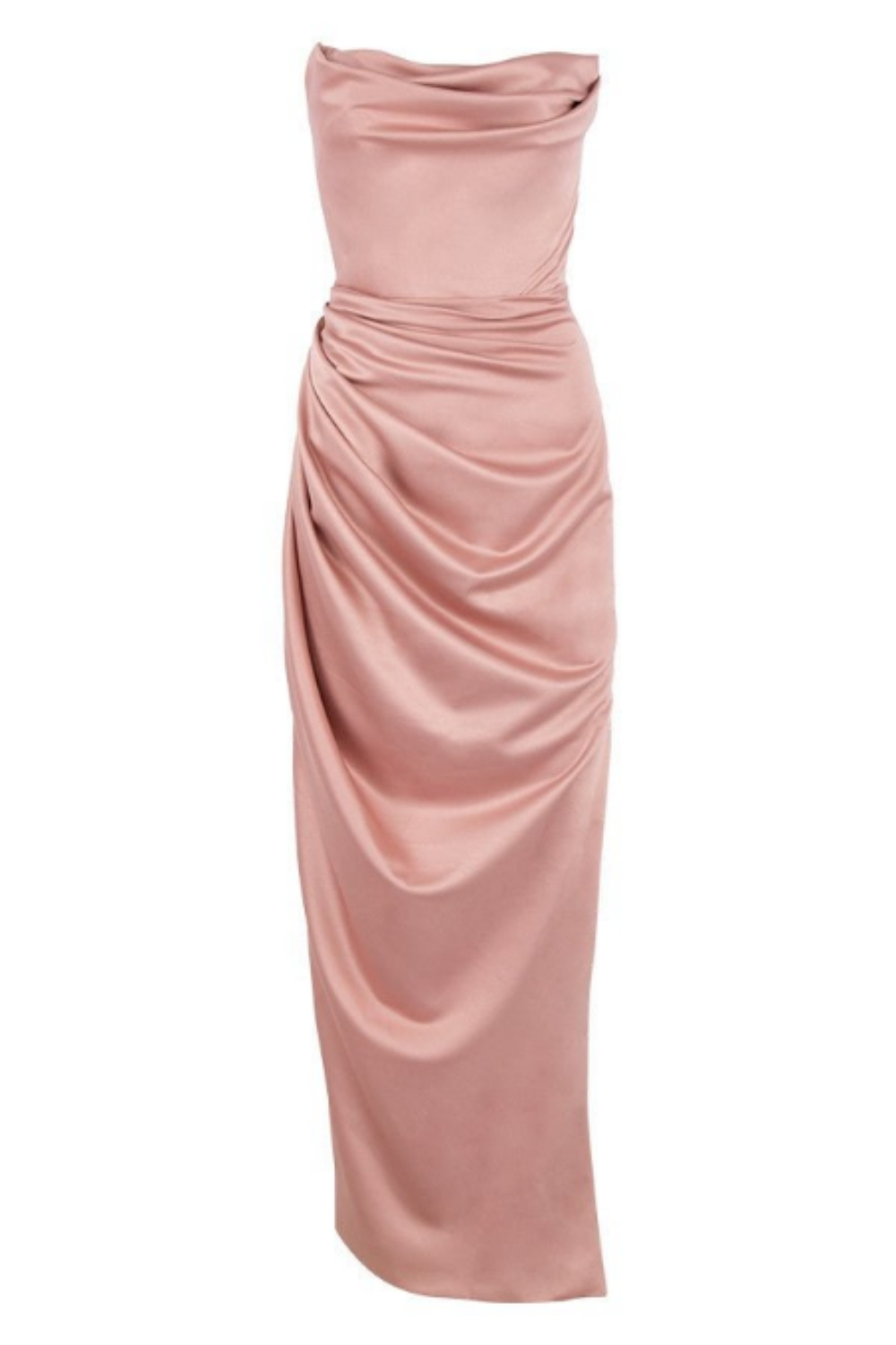 Straviana – Sleek satin drape – Strapless maxi dress