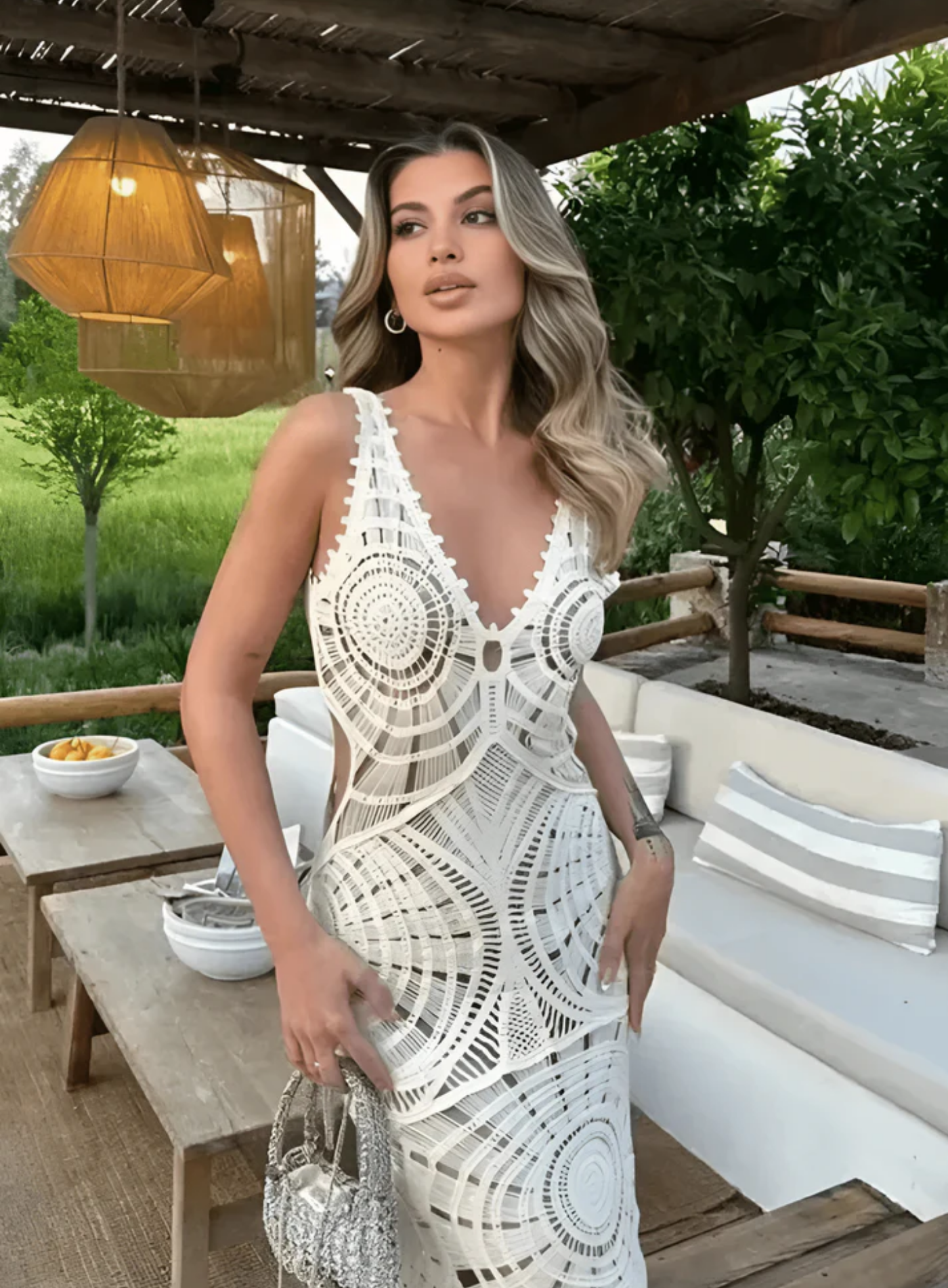 Cavalleria – Bold geometric design – Crochet maxi dress
