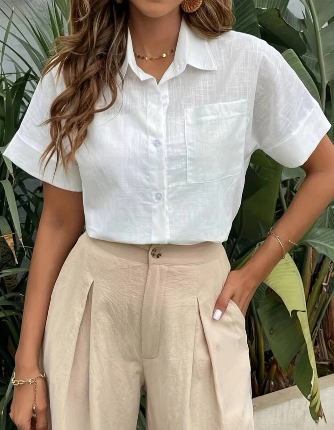 Amara – Relaxed Button-Up - Short Sleeve Shirt