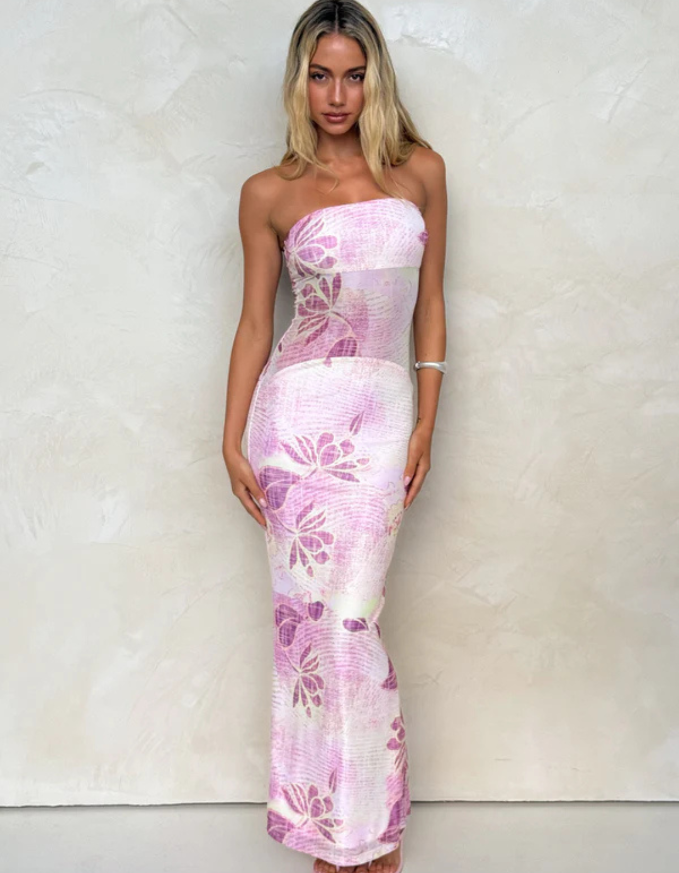 Marie – Floral print – Strapless maxi dress