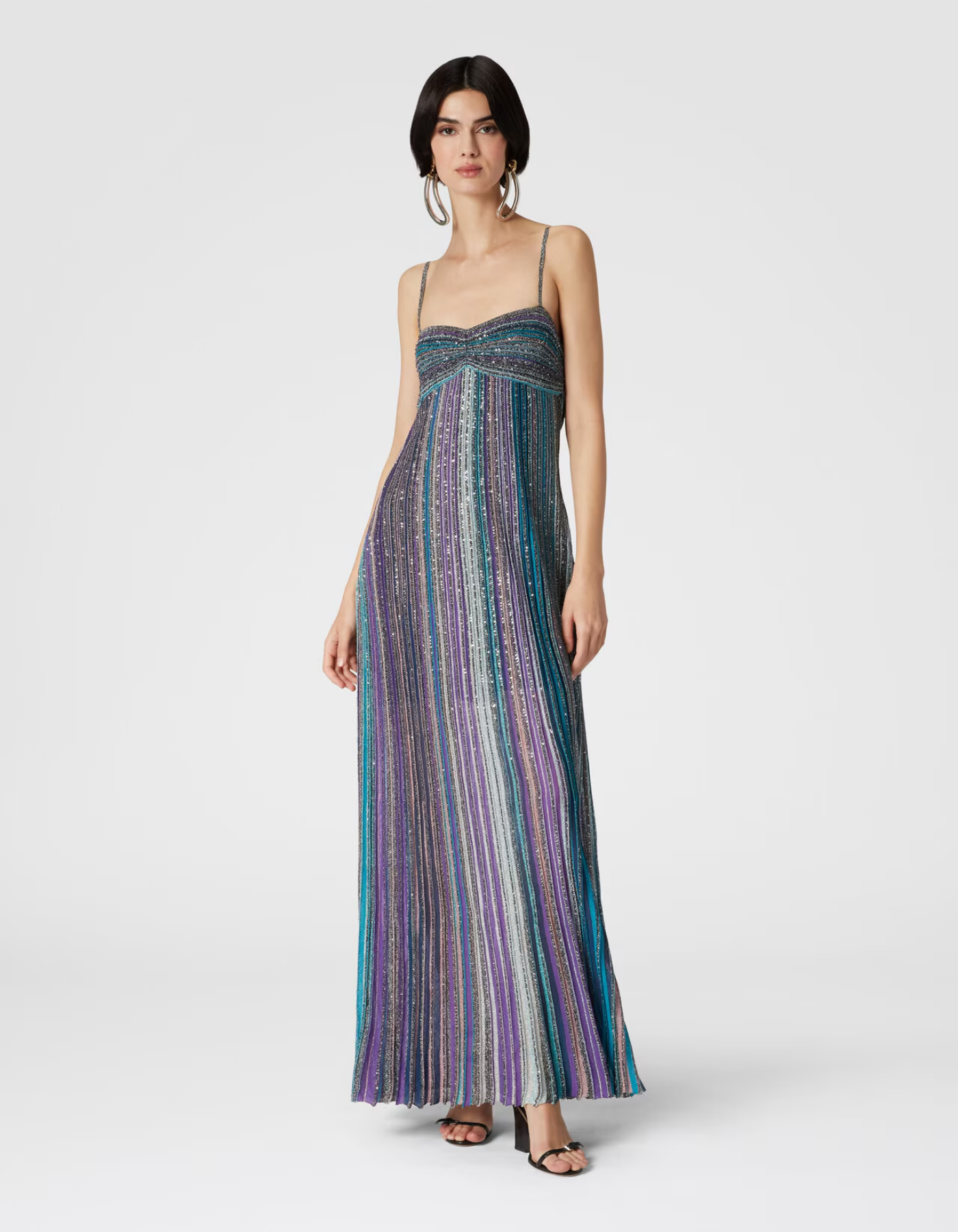 Clarissa – Metallic stripes – Maxi dress