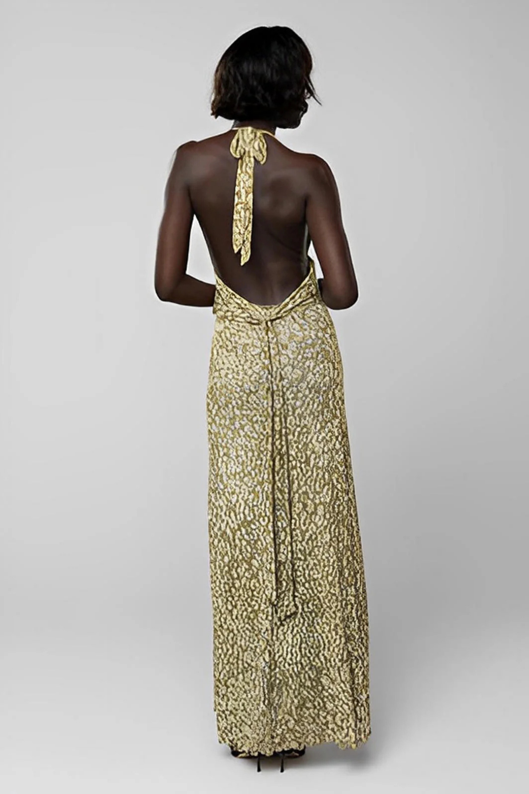 Calista – Abstract pattern – Halter neck maxi dress