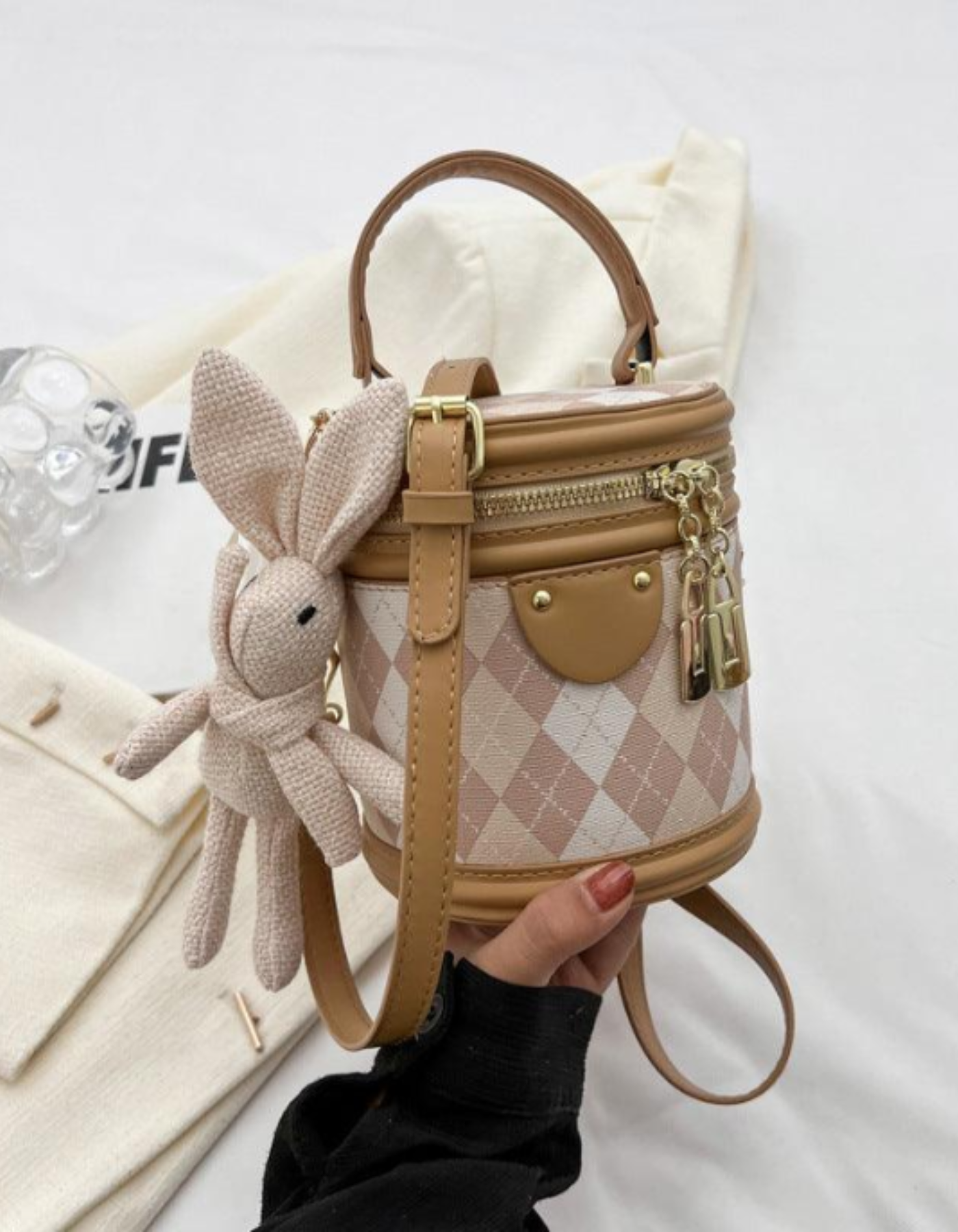 Minivière – Argyle bunny accent – Crossbody handbag