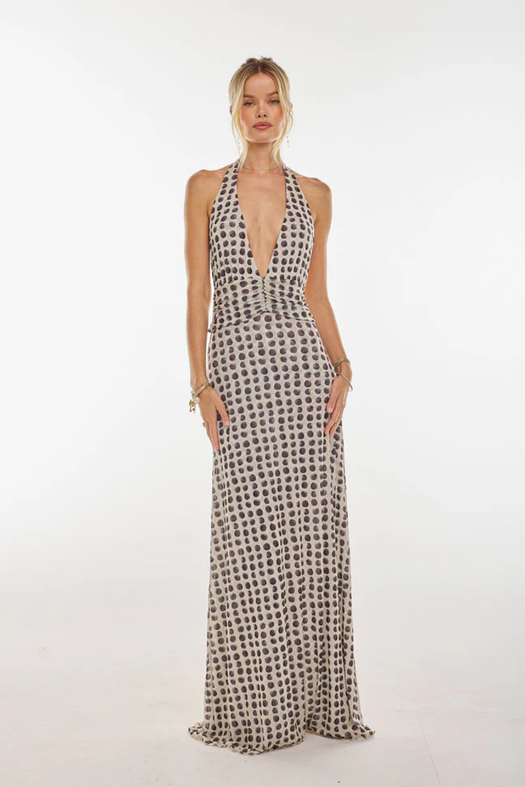 Calista – Abstract pattern – Halter neck maxi dress