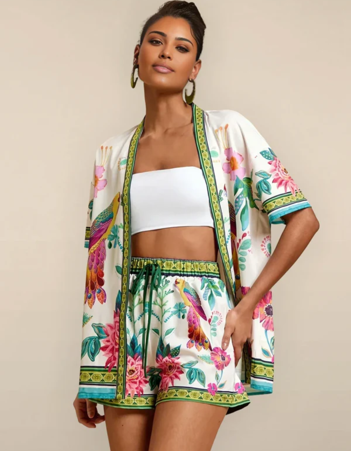 Nadia – Tropical print – Kimono set