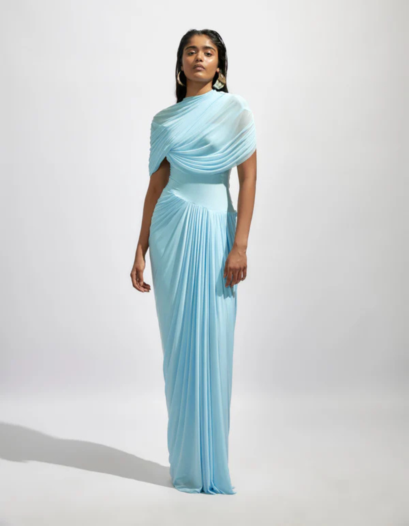 Celestia – Draped elegance – One-shoulder pleated gown