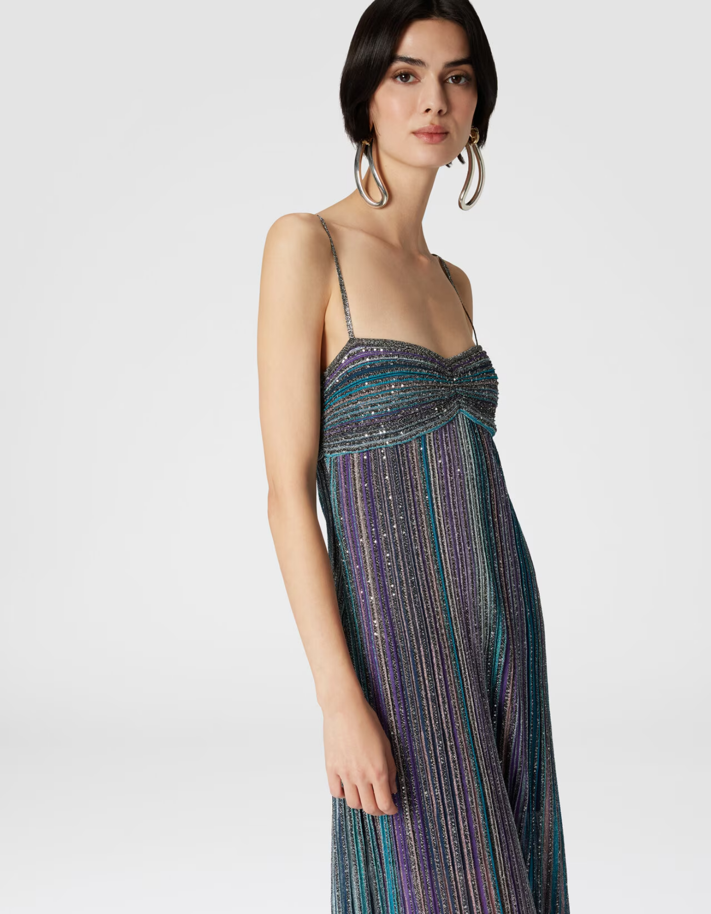 Clarissa – Metallic stripes – Maxi dress