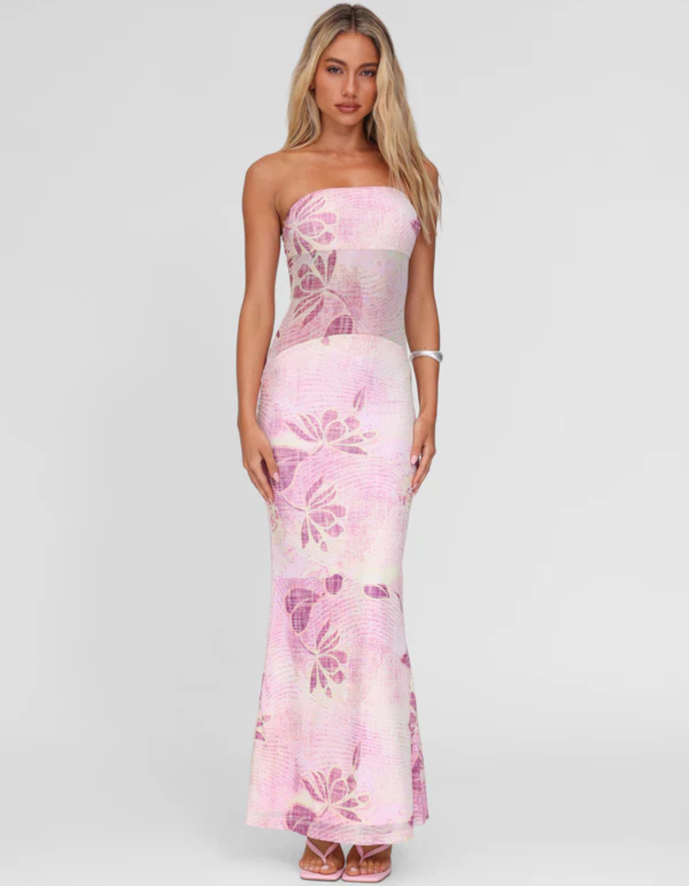 Marie – Floral print – Strapless maxi dress