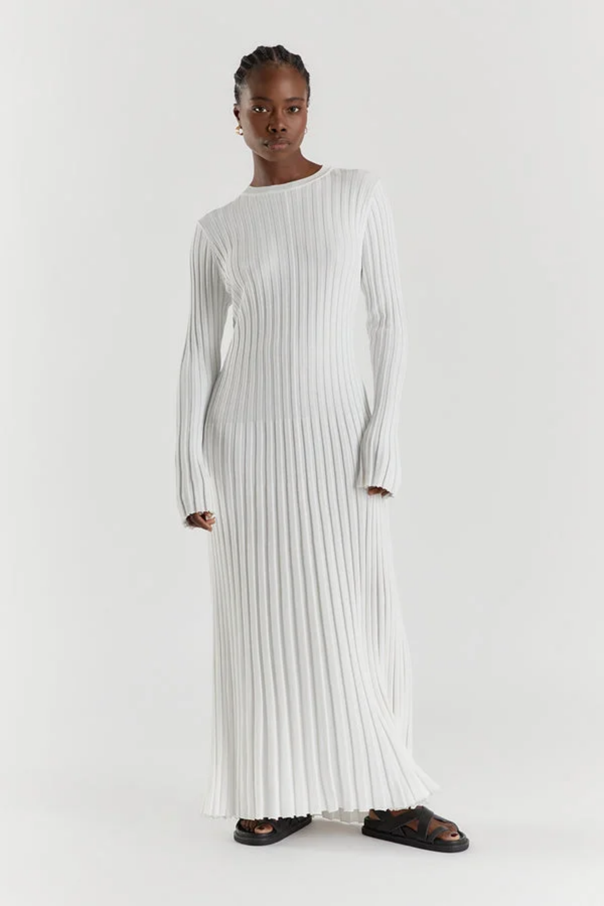 Elena – Robe côtelée confortable en tricot – Robe longue 