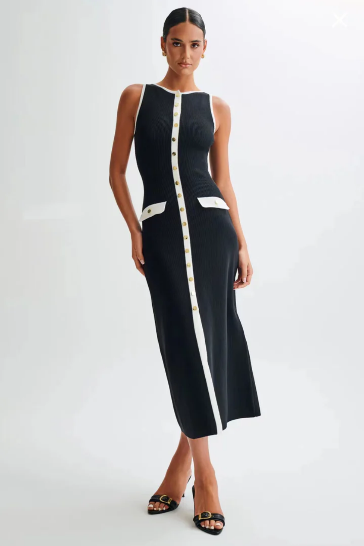 Gianna – Elegant Contrast – Ribbed Midi Dress