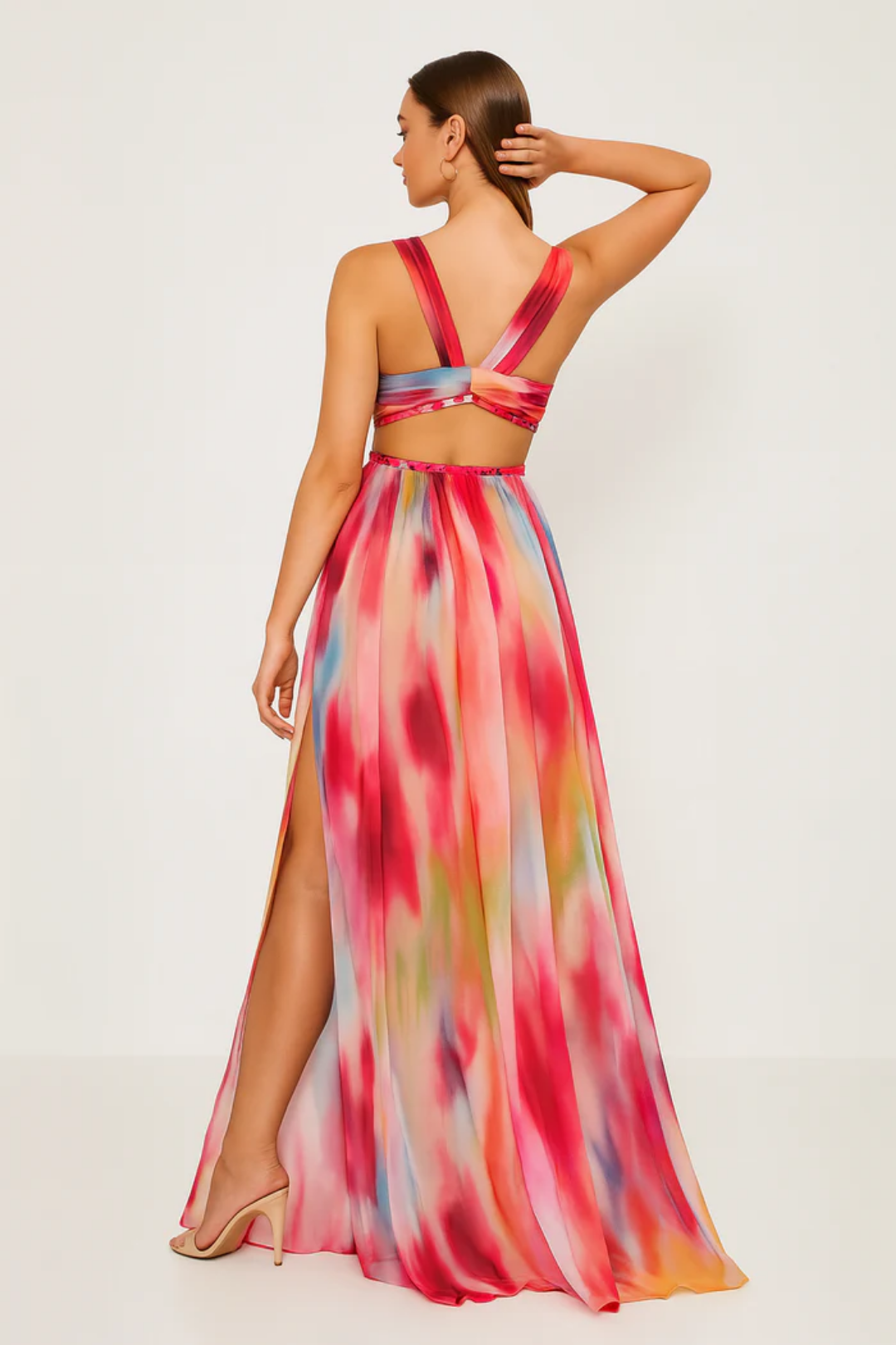 Lunavera – Watercolour print – Cut-out maxi dress