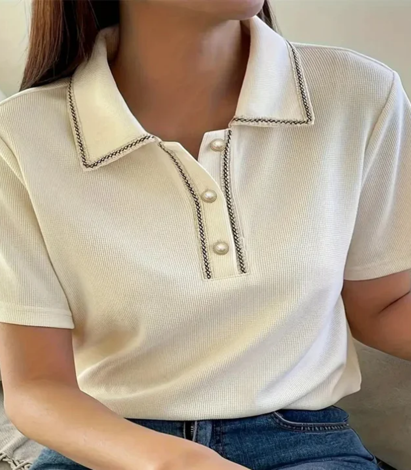 Adrianna – Elegant Detailing – Polo T-shirt