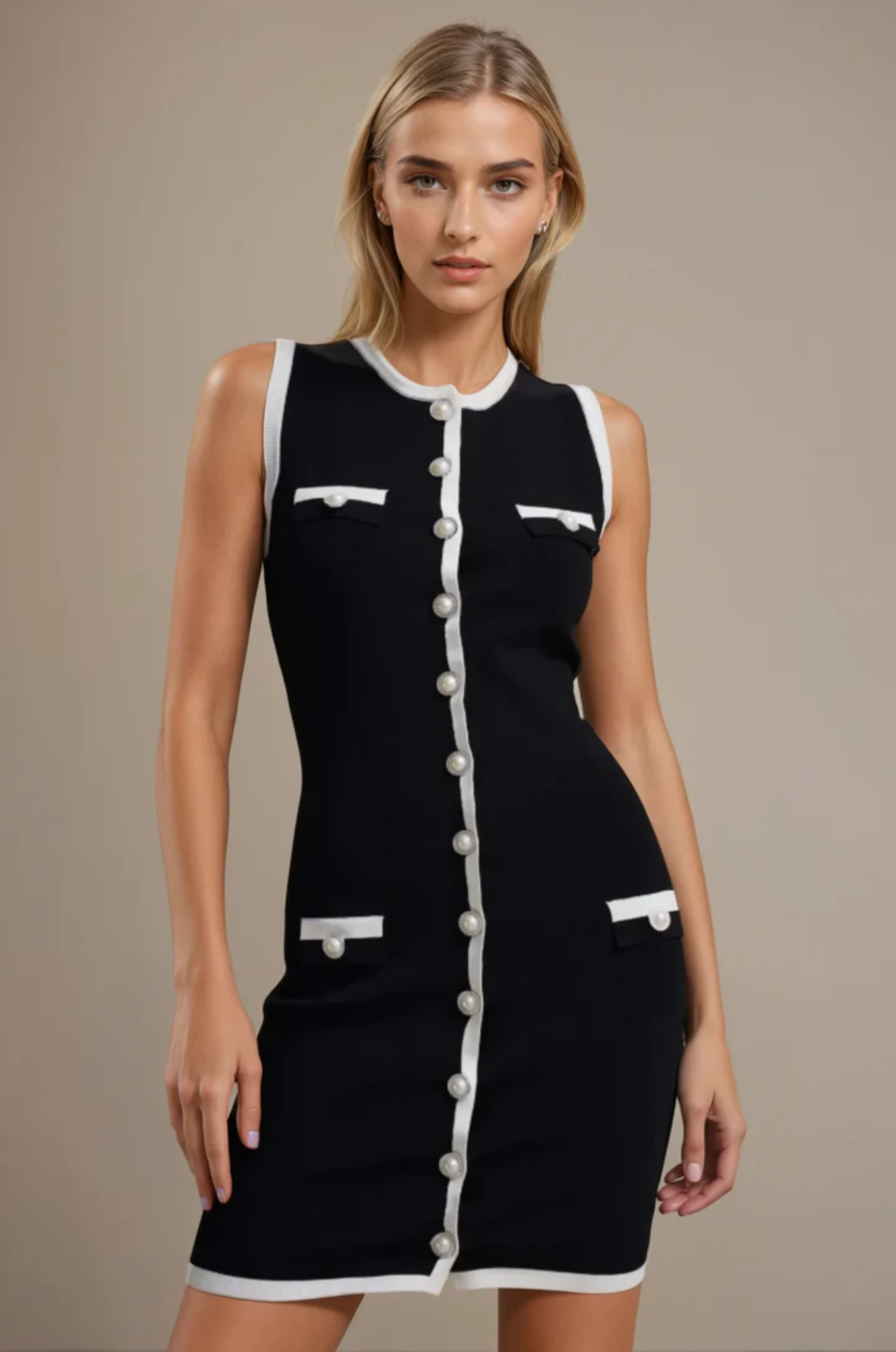 Carmela – Elegant Contrast – Knit Dress