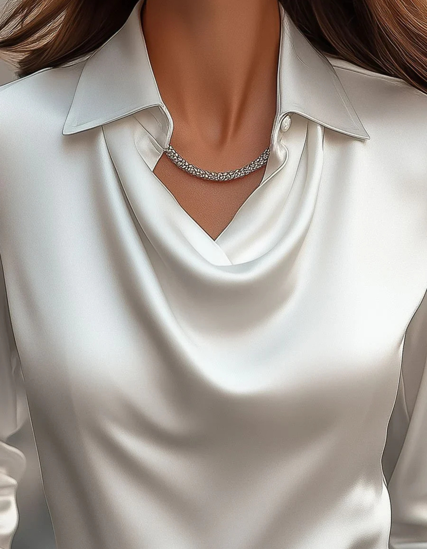 Velanna – Elegant drape – Long sleeve blouse