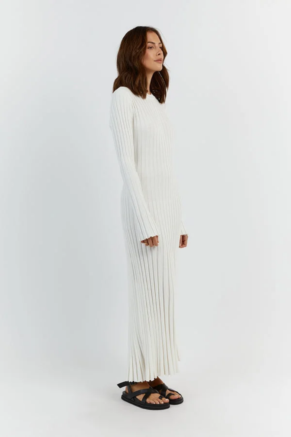 Elena – Robe côtelée confortable en tricot – Robe longue 