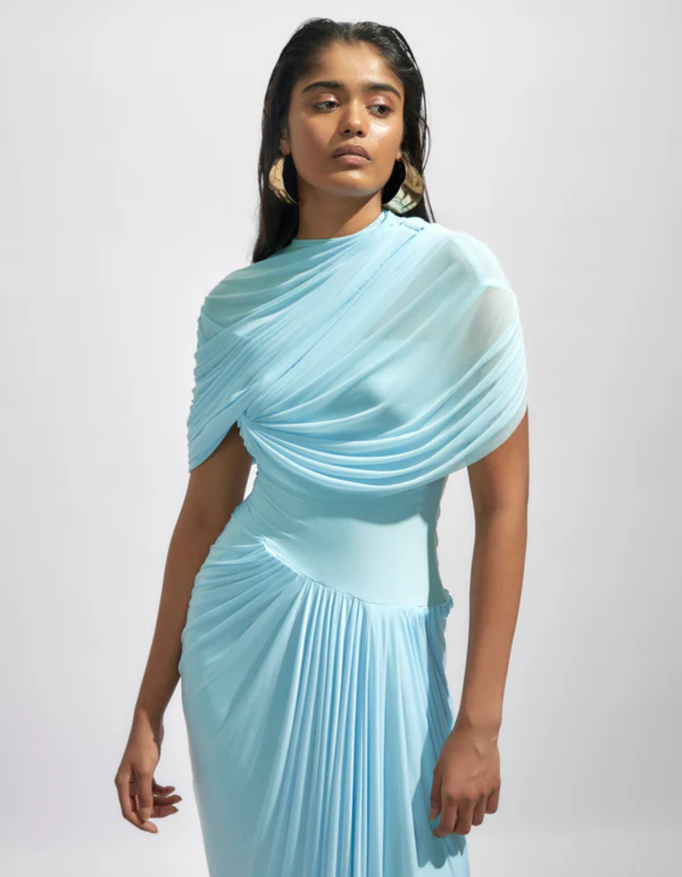 Celestia – Draped elegance – One-shoulder pleated gown