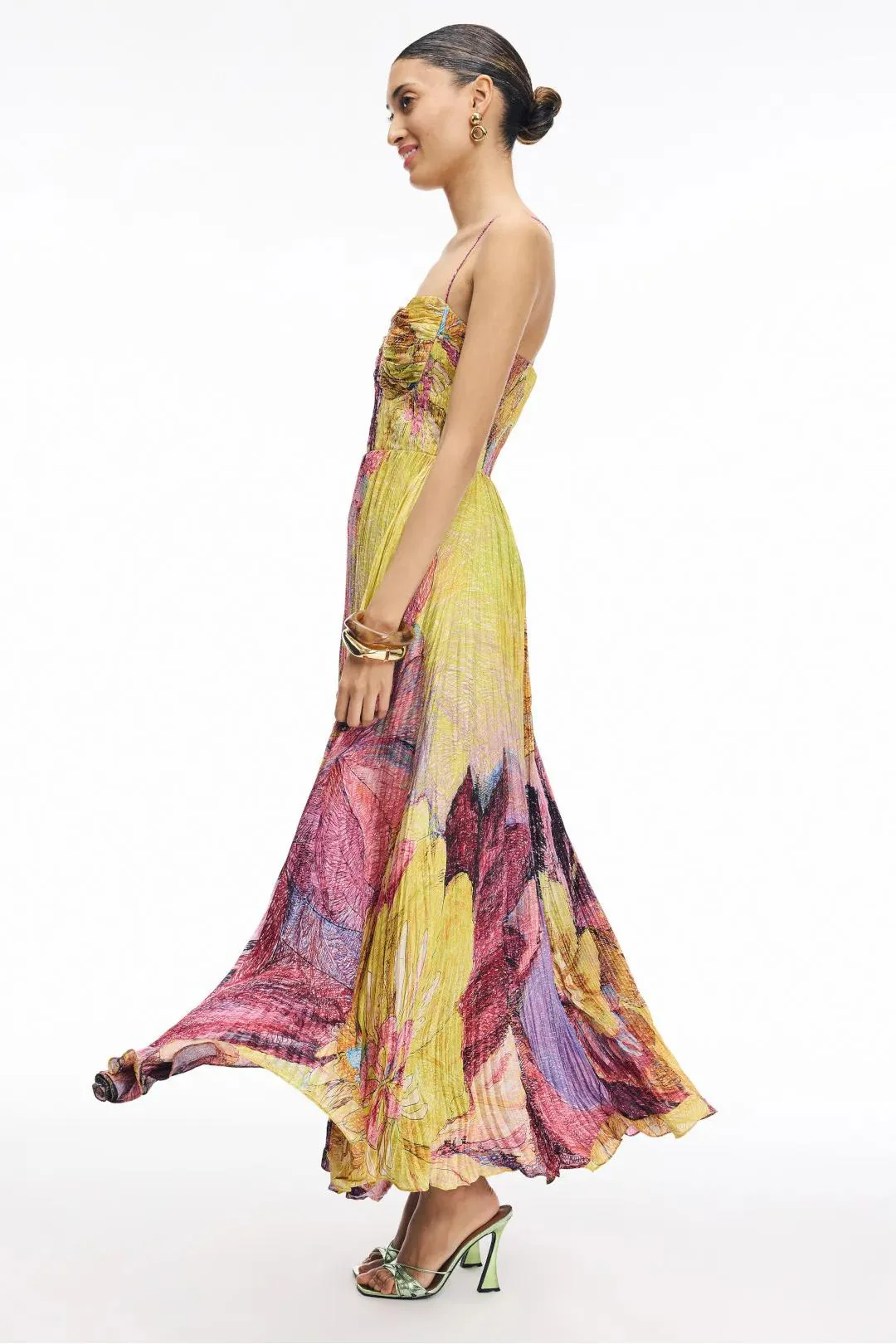 Alexine – Pleated texture – Floral maxi dress