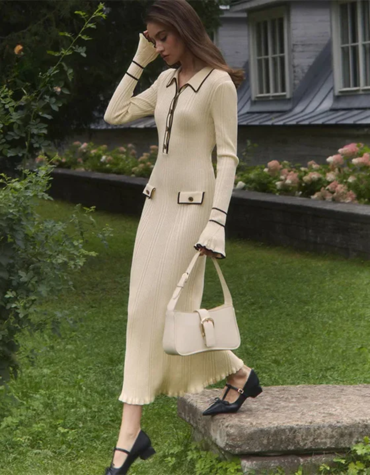 Liana – Robe en maille chic – Robe longue côtelée