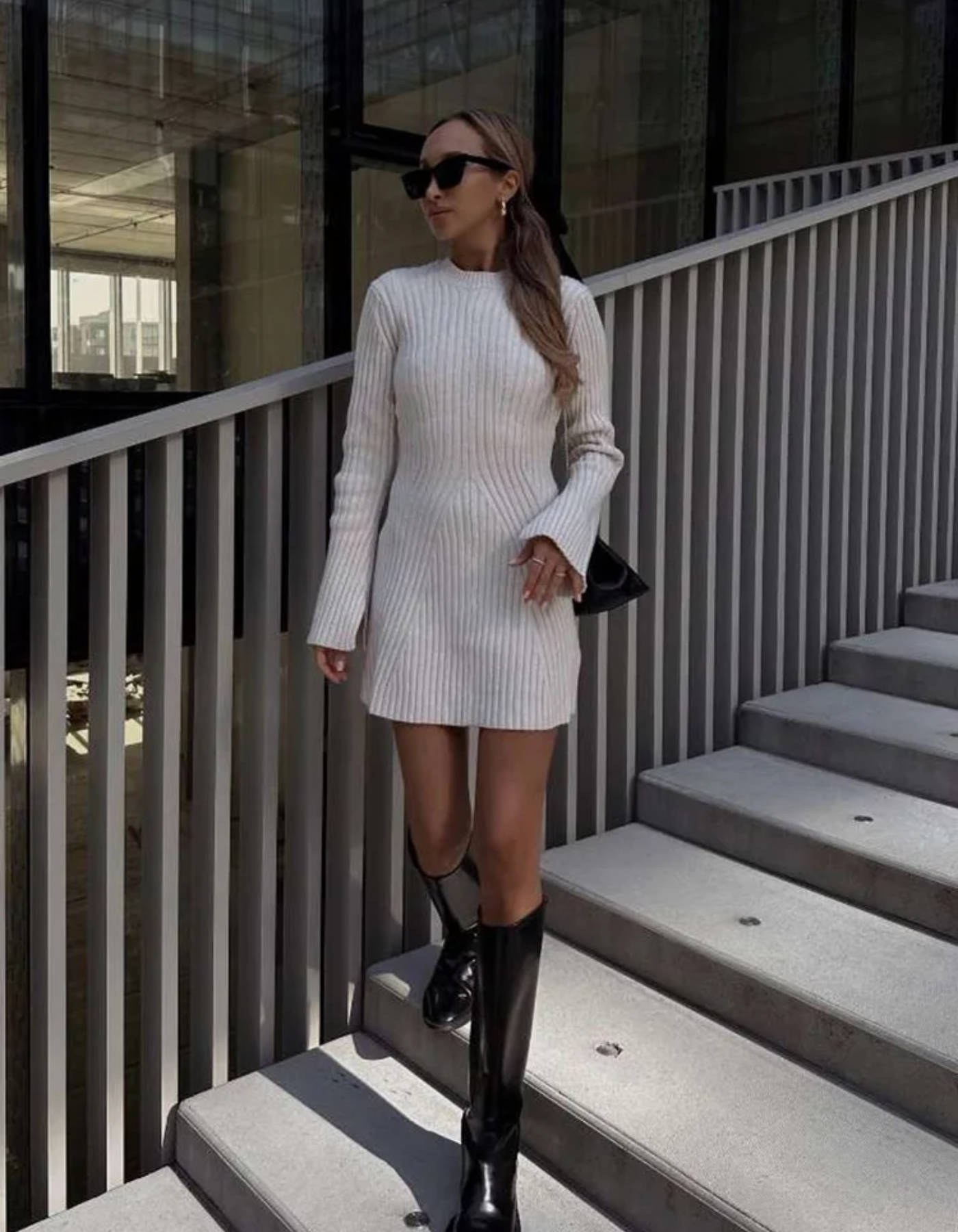 Livia – Ribbed Knit Dress – Long Sleeve Dress