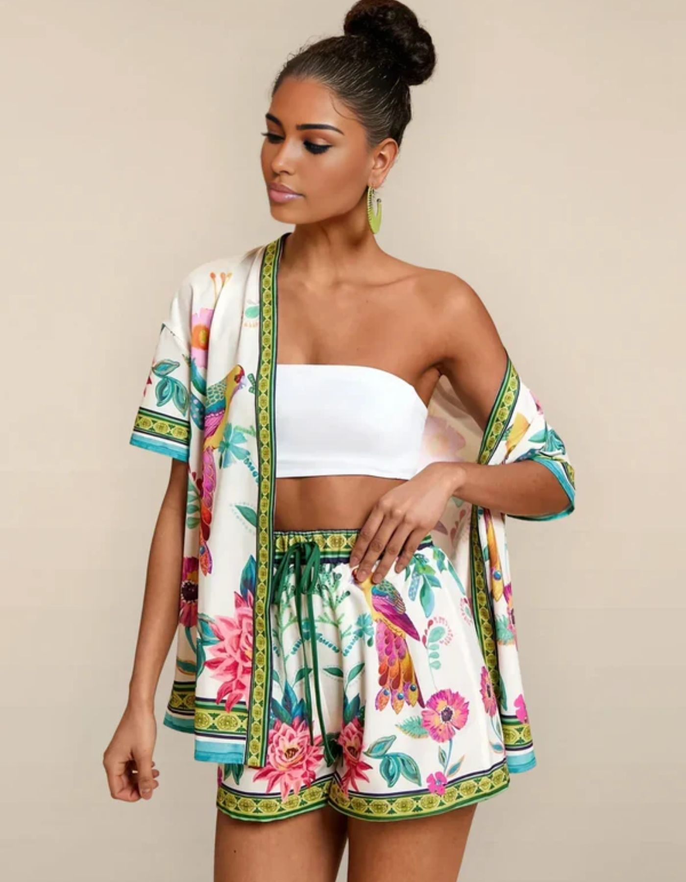 Nadia – Tropical print – Kimono set