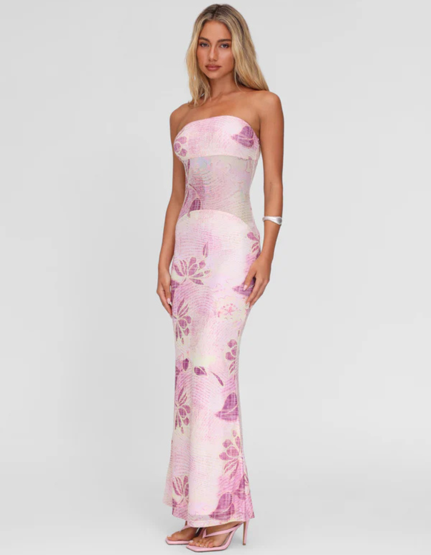 Marie – Floral print – Strapless maxi dress