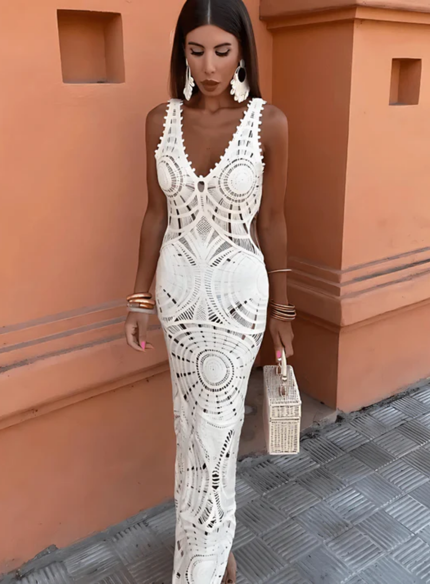 Cavalleria – Bold geometric design – Crochet maxi dress