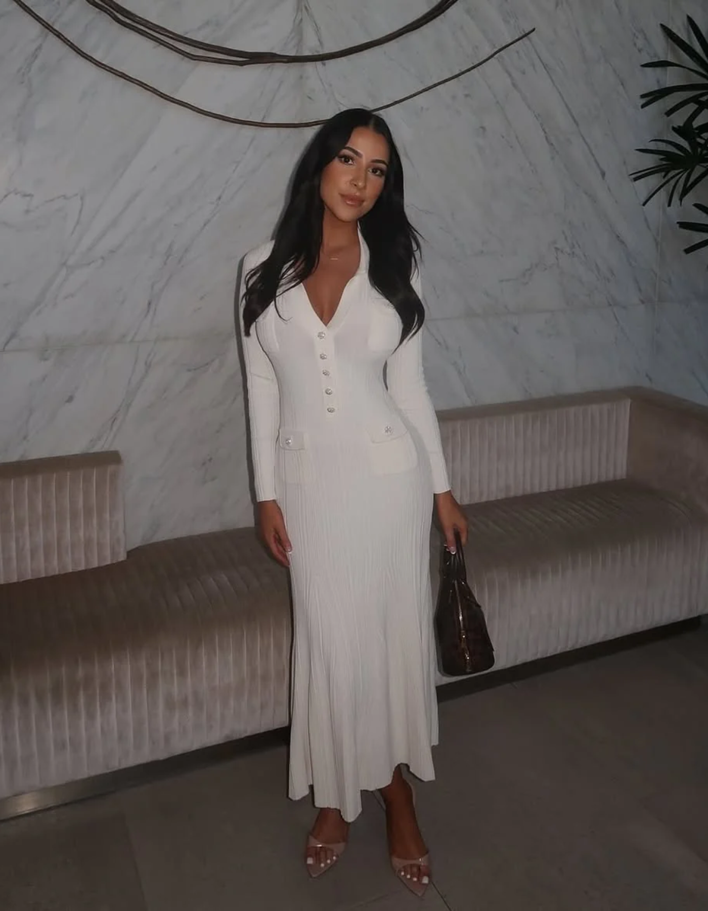 Luanne – Chic ribbed elegance – Buttoned midi dress