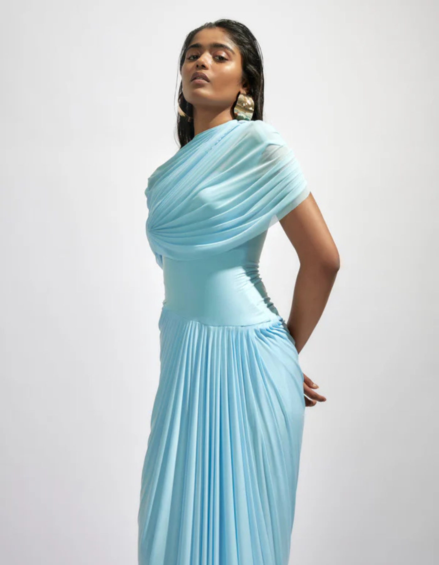 Celestia – Draped elegance – One-shoulder pleated gown