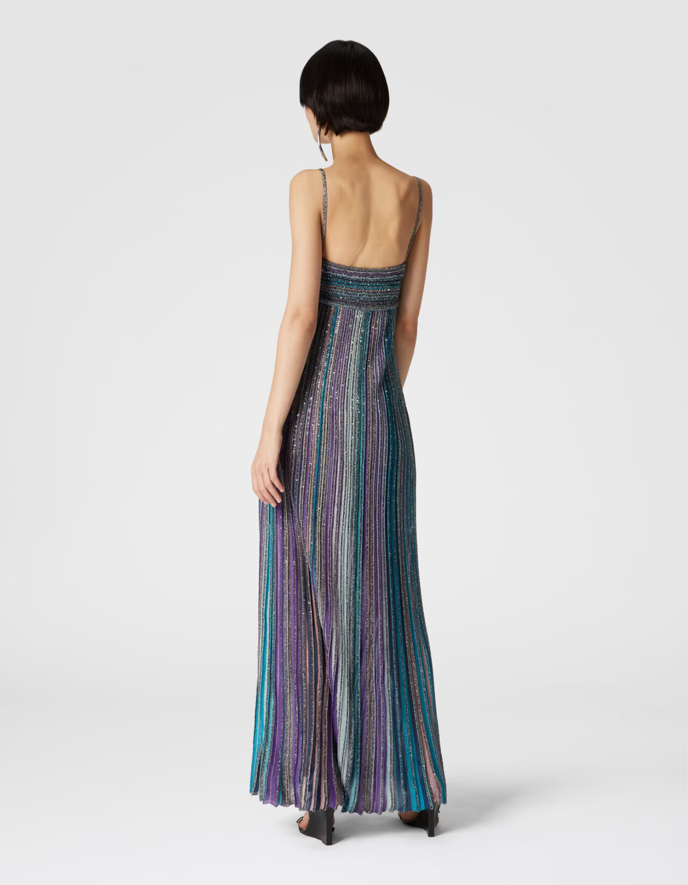 Clarissa – Metallic stripes – Maxi dress