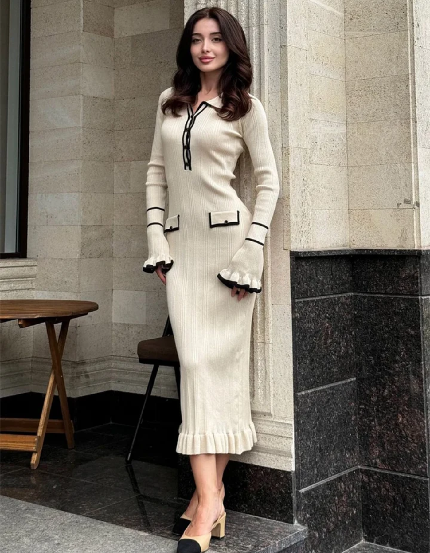 Liana – Robe en maille chic – Robe longue côtelée
