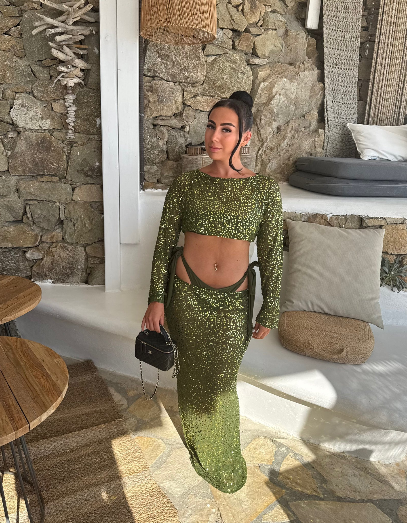 Sharah – Glittering allure – Cut-out sequin gown