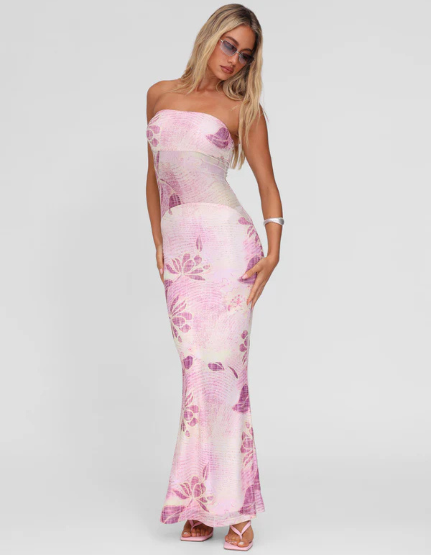 Marie – Floral print – Strapless maxi dress
