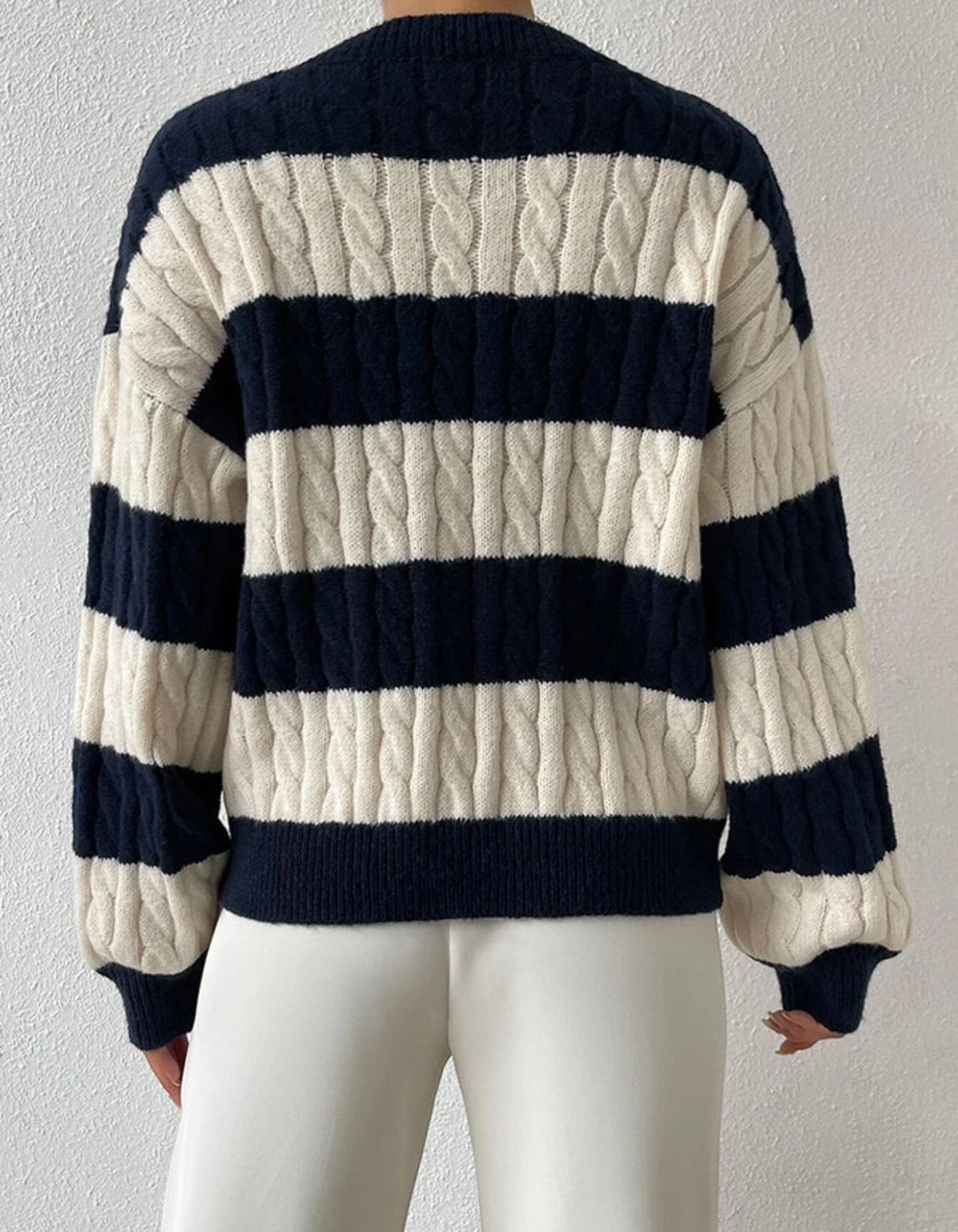 Mira – Striped Cable Knit – Sweater