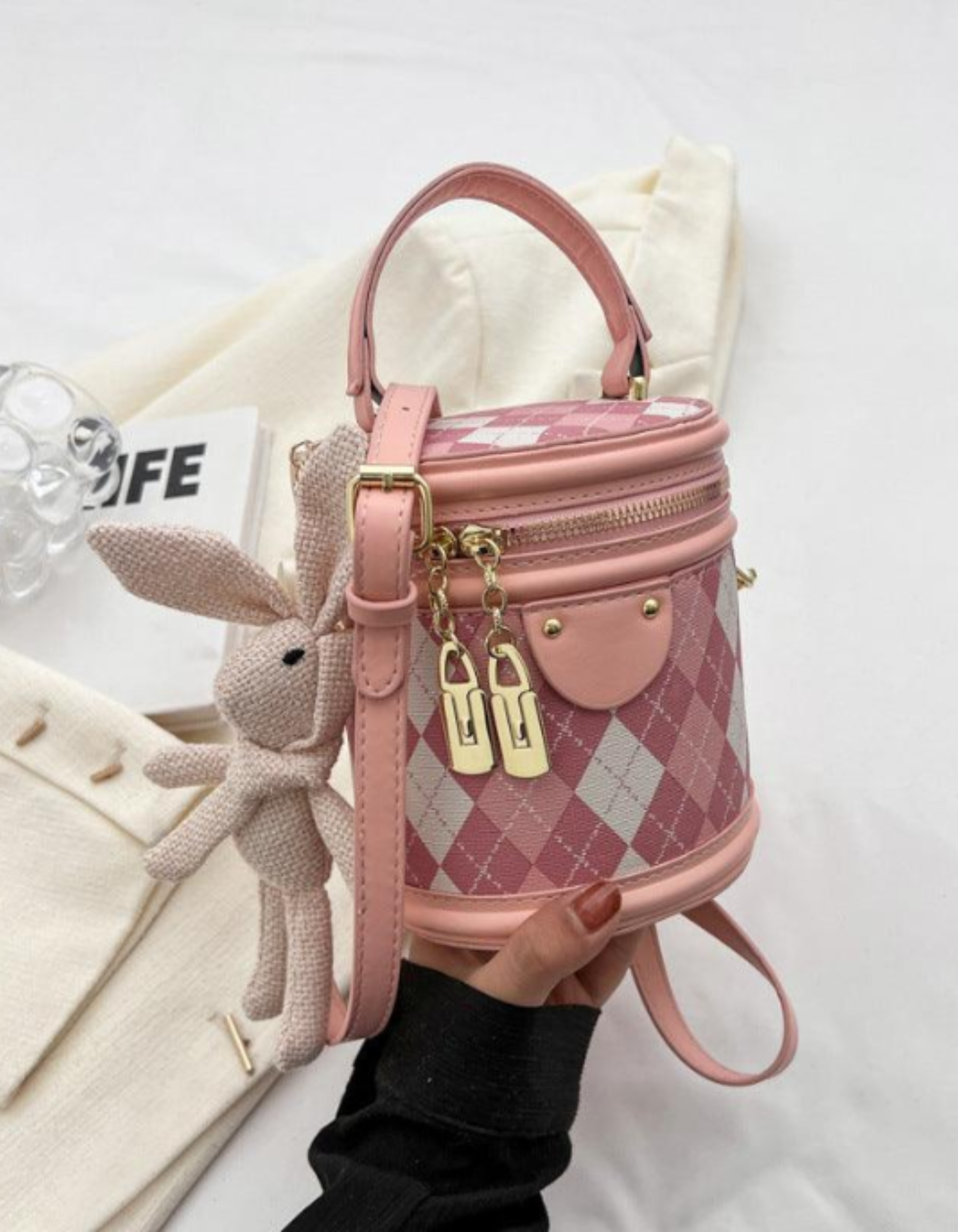 Minivière – Argyle bunny accent – Crossbody handbag