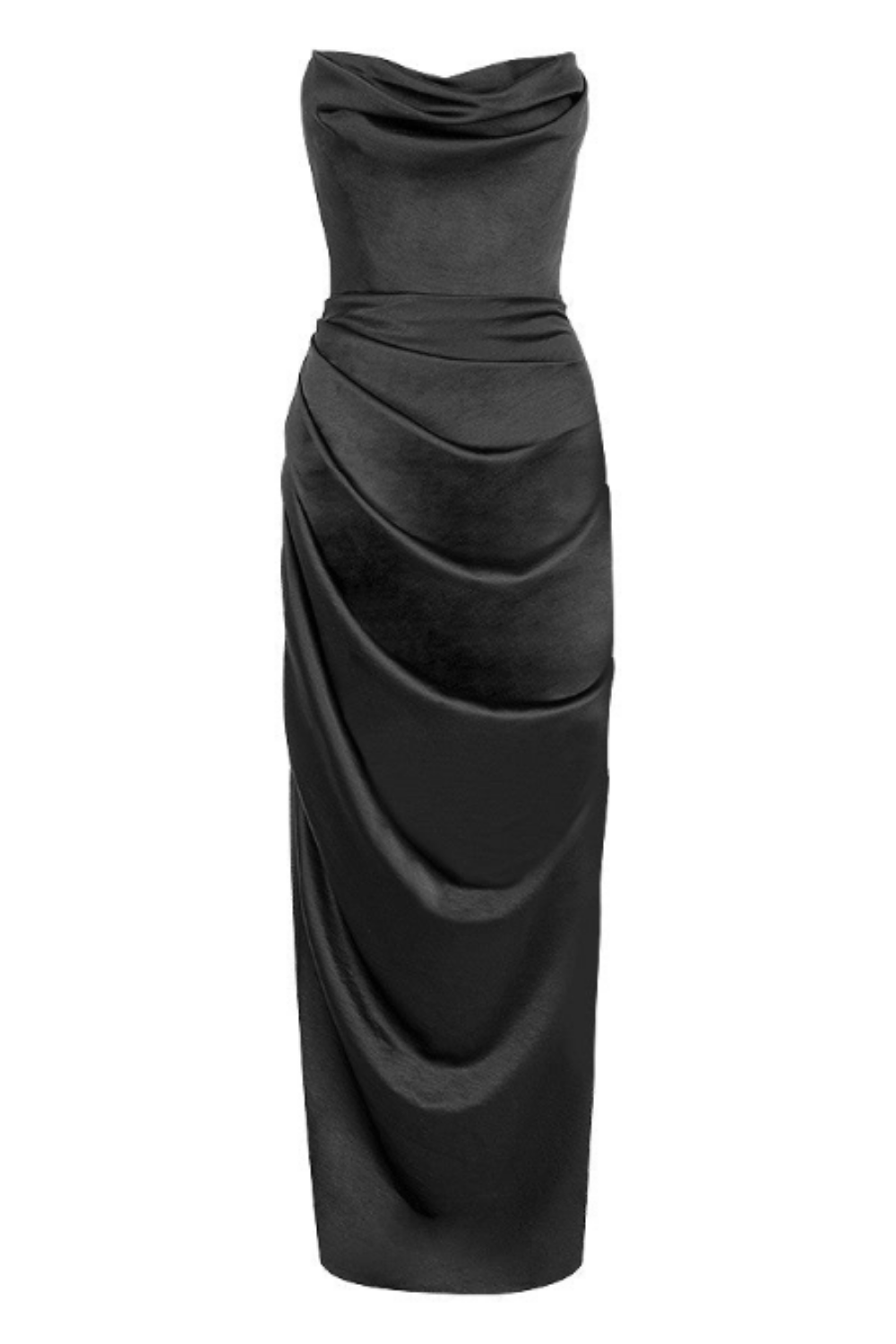Straviana – Sleek satin drape – Strapless maxi dress
