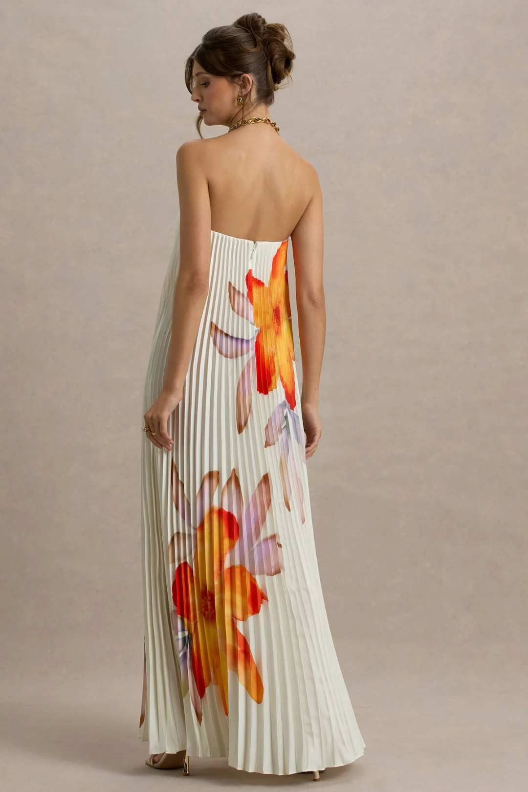 Amanda – Pleated texture – Strapless maxi dress