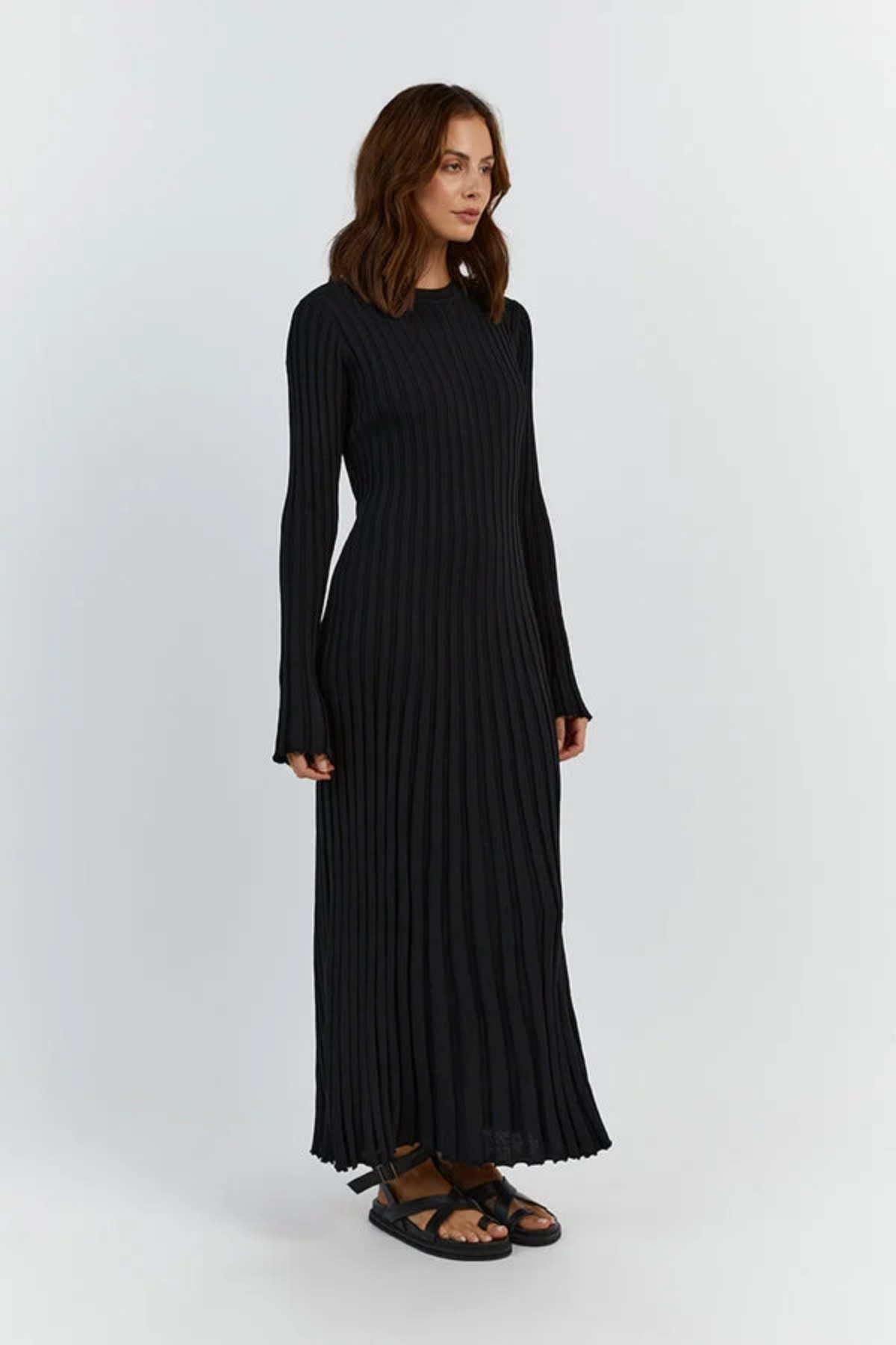 Elena – Robe côtelée confortable en tricot – Robe longue 