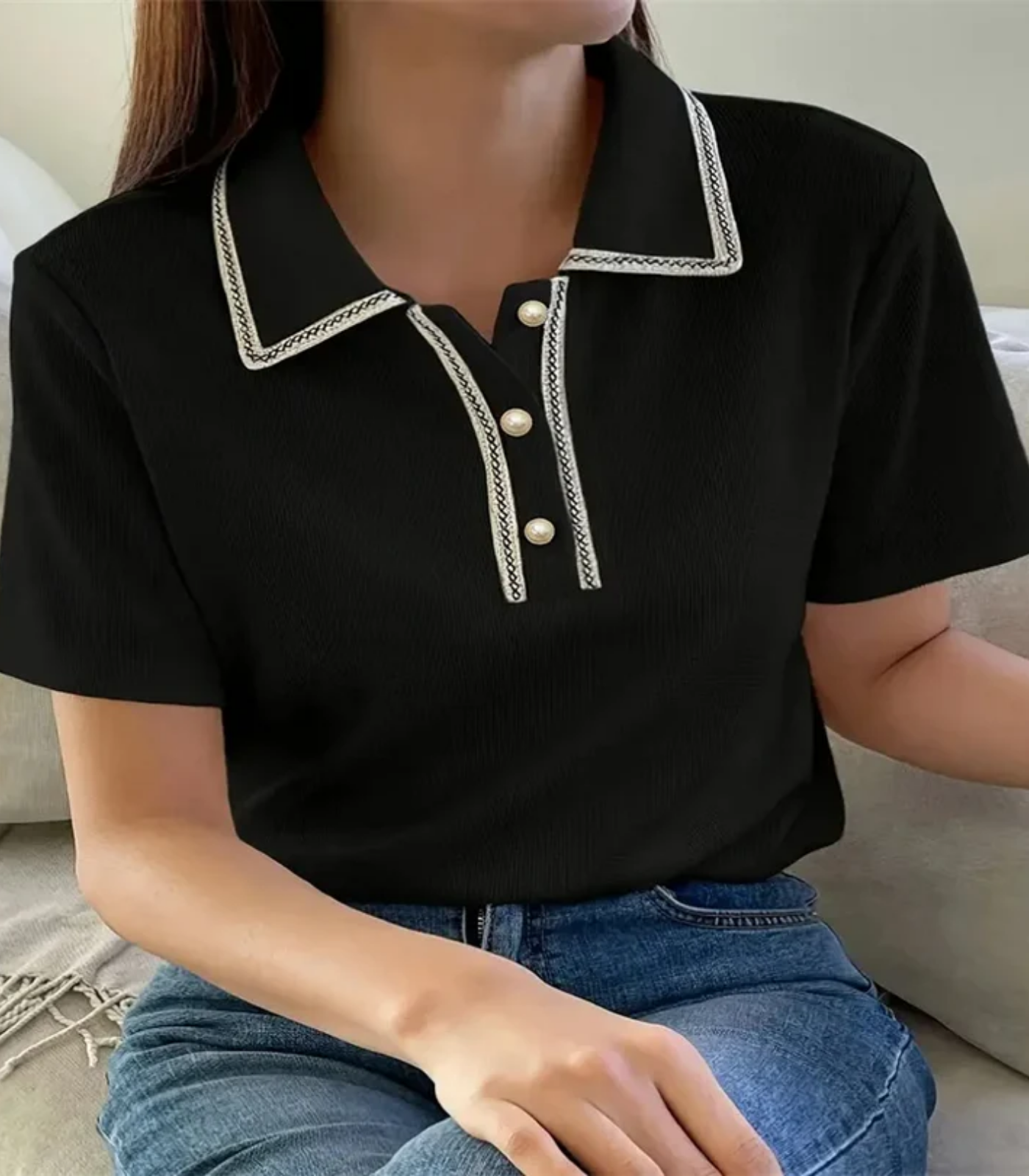 Adrianna – Elegant Detailing – Polo T-shirt